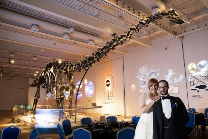 Wedding Jayne and Kip with Dippy 2. Please credit Photographer Graeme Baty - Wedding Photography by BSC